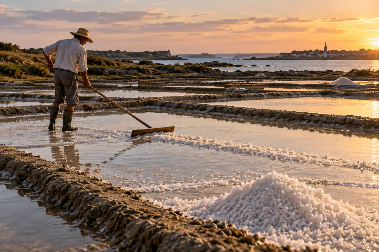 Un marais salant transforme l’eau de mer en sel grâce à un parcours maîtrisé